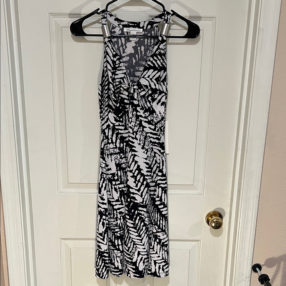 Kenneth Cole Black and White Patterned Women's Dress - Picture 1 of 14